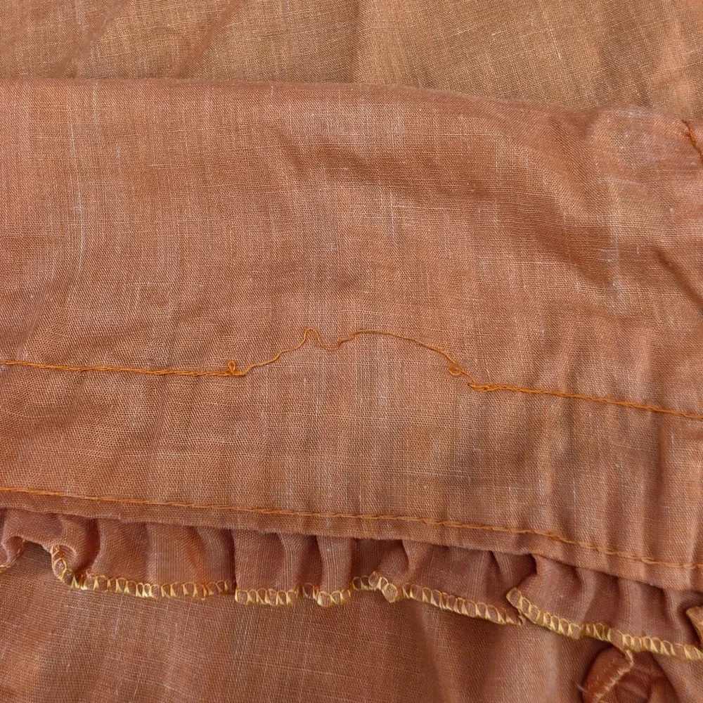 Vintage Orange Ruffled 3 Piece Kitchen Curtain Set Valance & Tiers Terracotta
